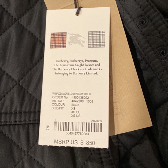 Burberry Jacket Authentic NWT XS Black - Picture 6 of 14